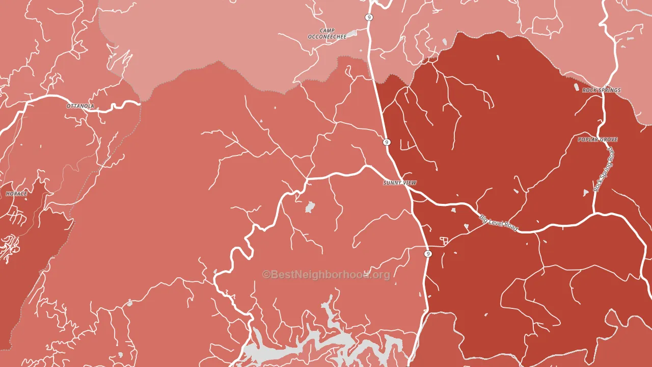 Sunny View, NC block-group political-lean map