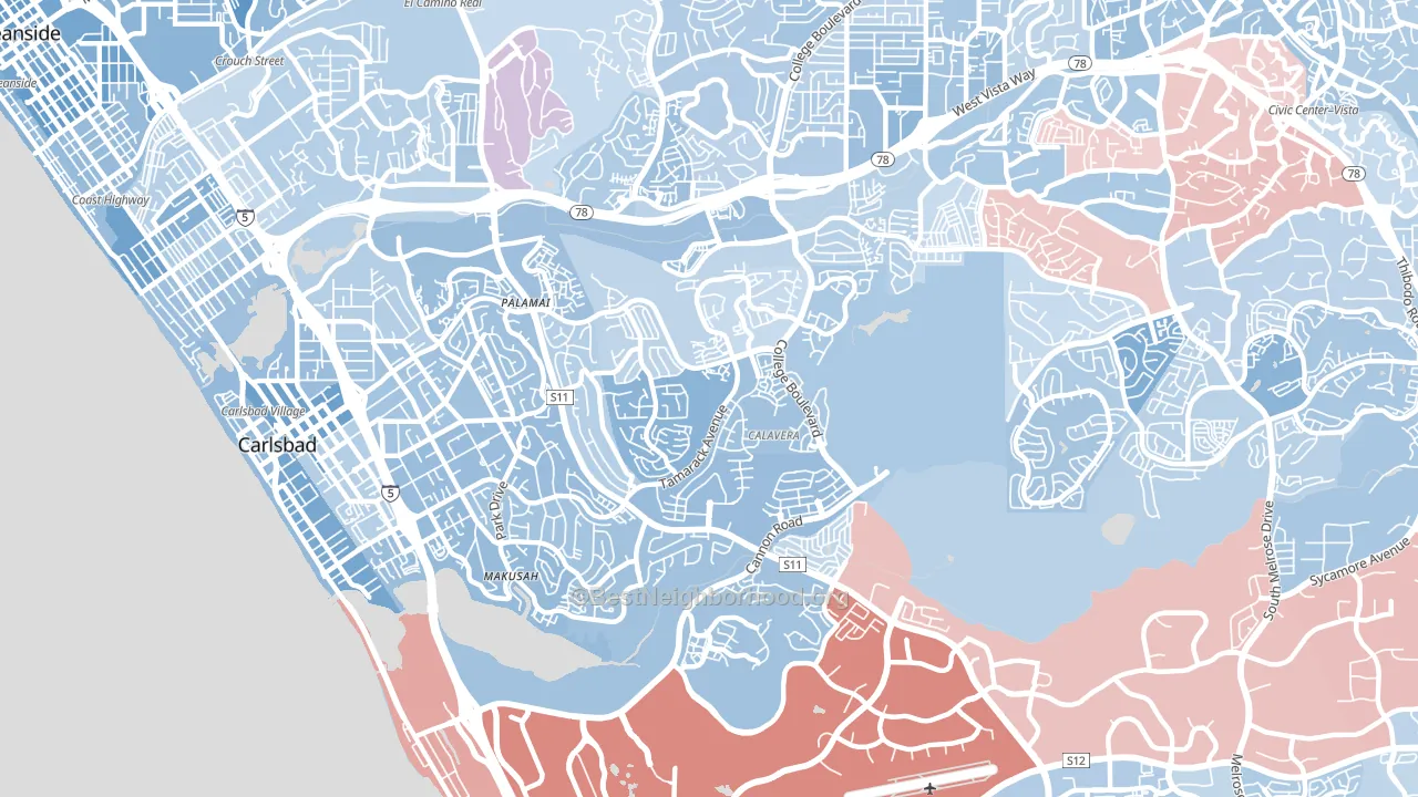 Sunny Vista, CA block-group political-lean map