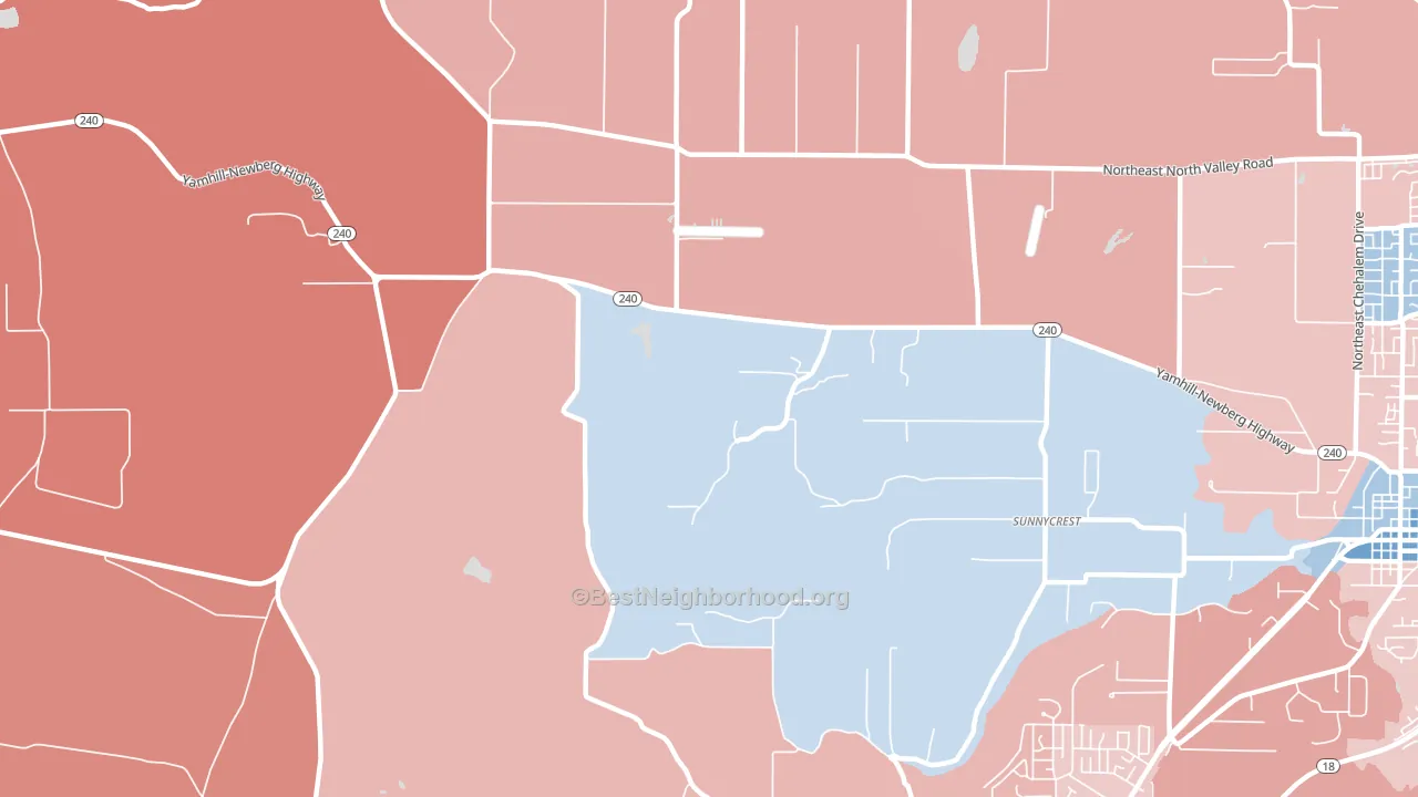 Sunnycrest, OR block-group political-lean map