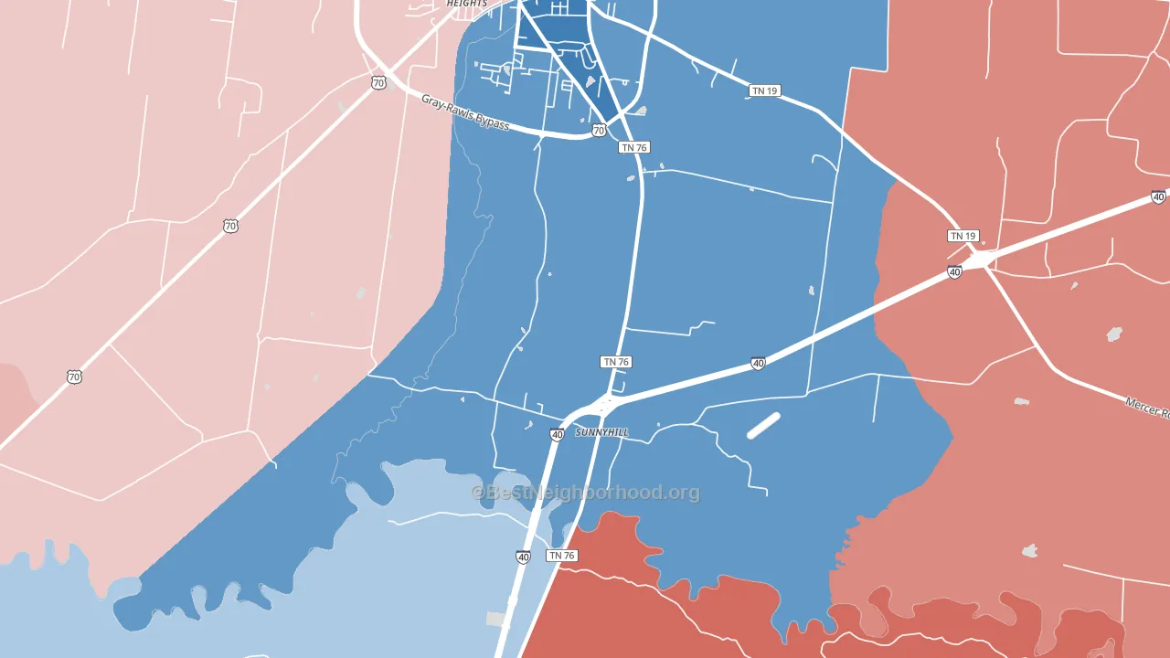 Sunnyhill, TN block-group political-lean map