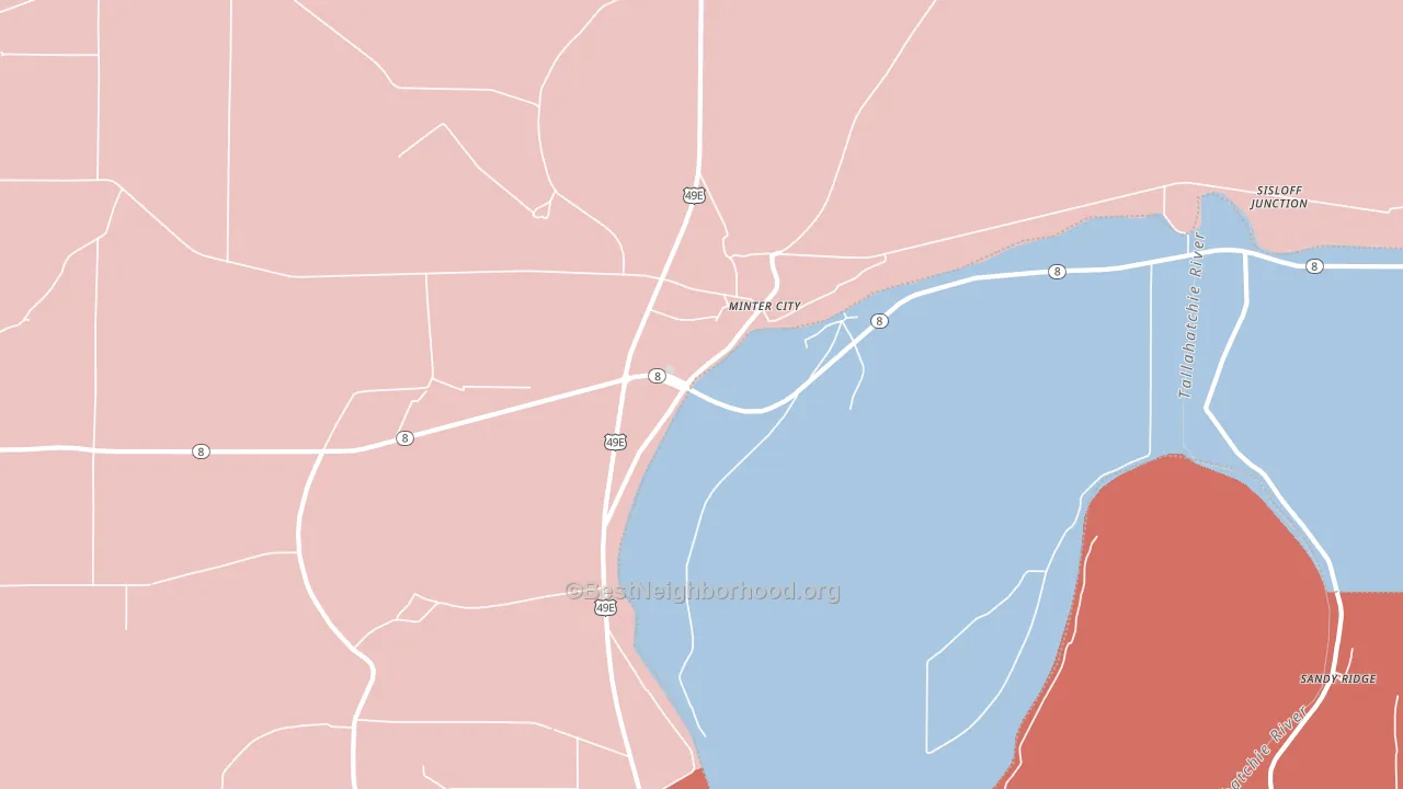 Sunnyside, MS block-group political-lean map