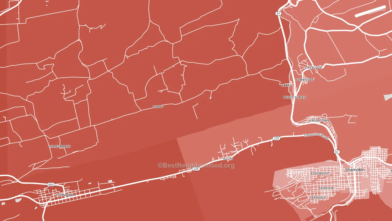 Sunnyside, PA block-group political-lean map