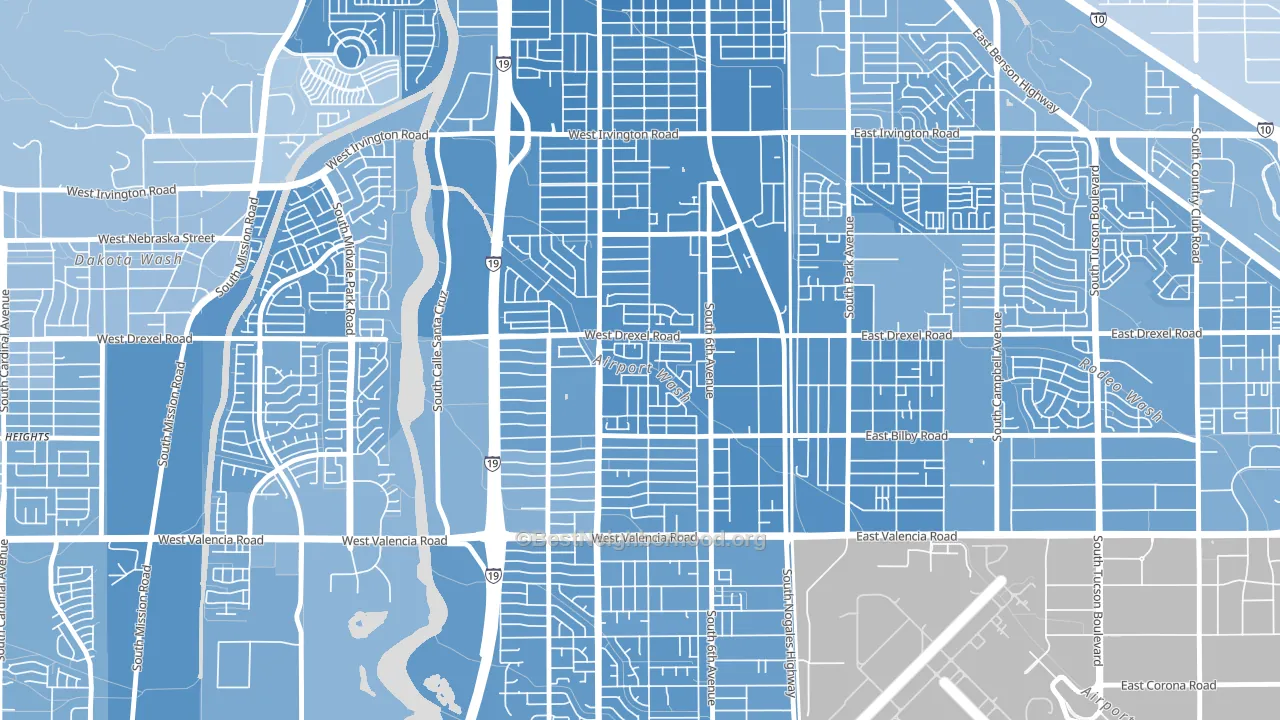 Sunnyside, Tucson, AZ block-group political-lean map