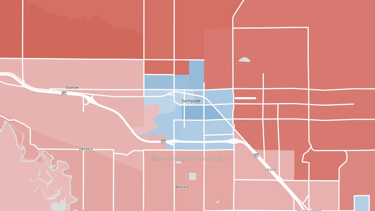 Sunnyside, WA block-group political-lean map
