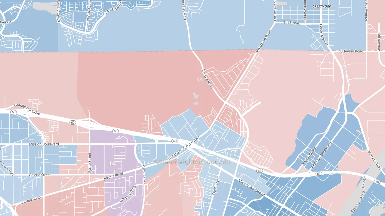 Sunnyslope, Riverside, CA block-group political-lean map