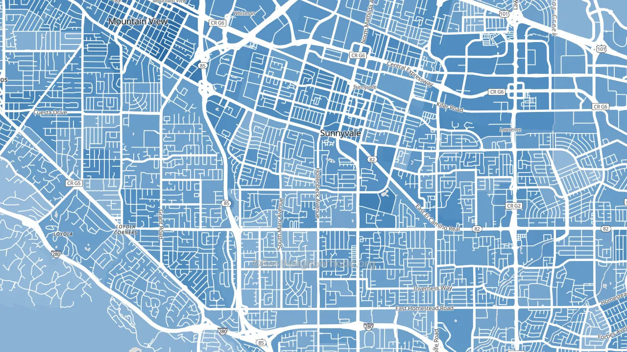Sunnyvale West, Sunnyvale, CA block-group political-lean map