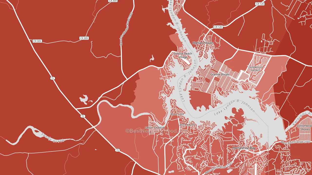 Sunrise Beach Village, TX block-group political-lean map