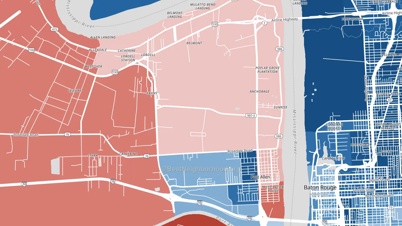 Sunrise, LA block-group political-lean map