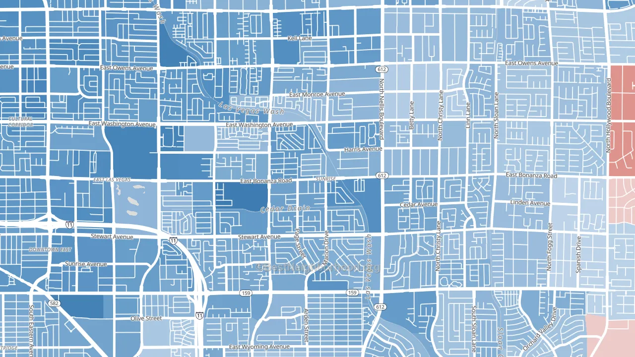 Sunrise, Las Vegas, NV block-group political-lean map