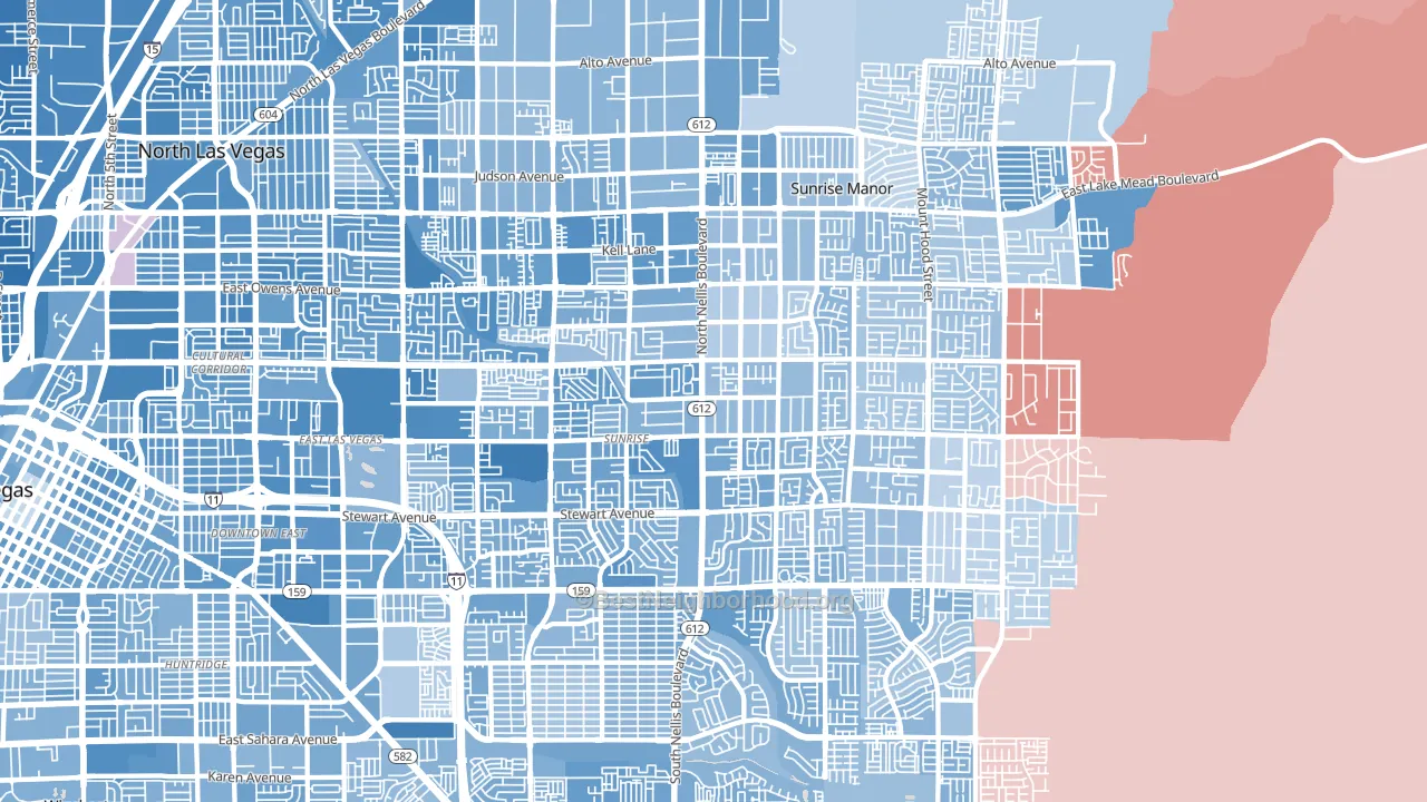 Sunrise Manor, NV block-group political-lean map