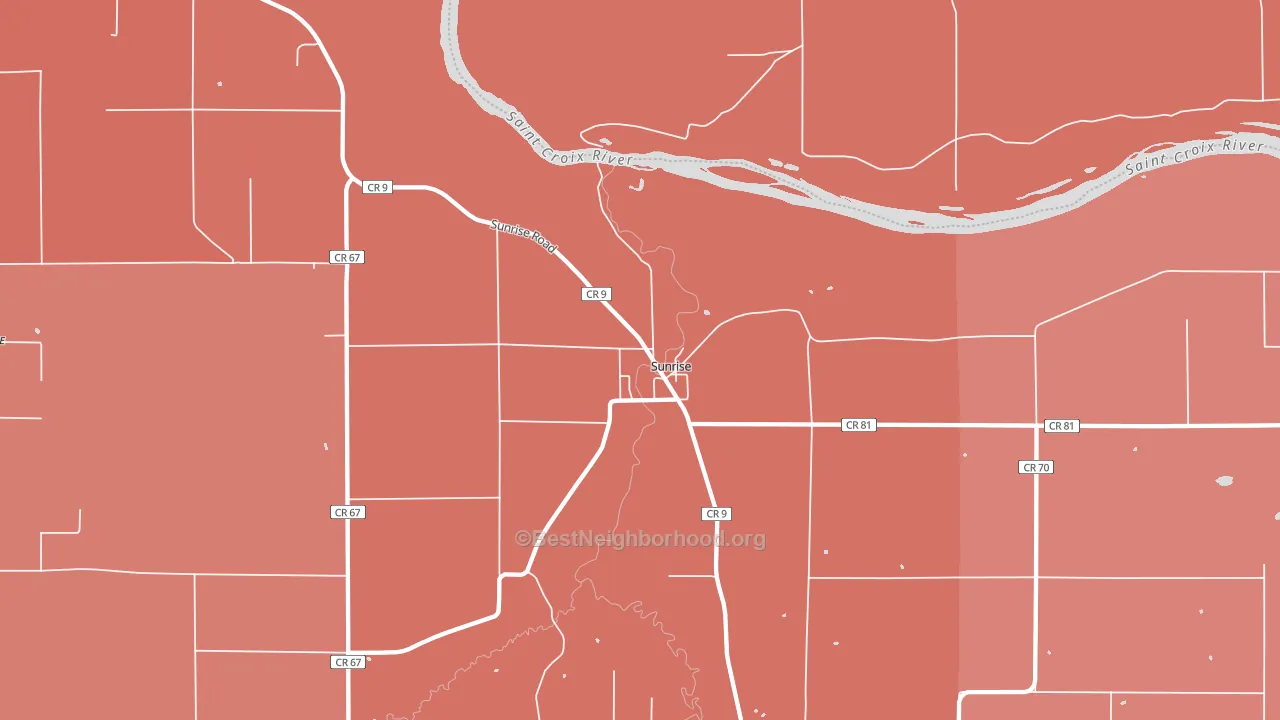 Sunrise, MN block-group political-lean map