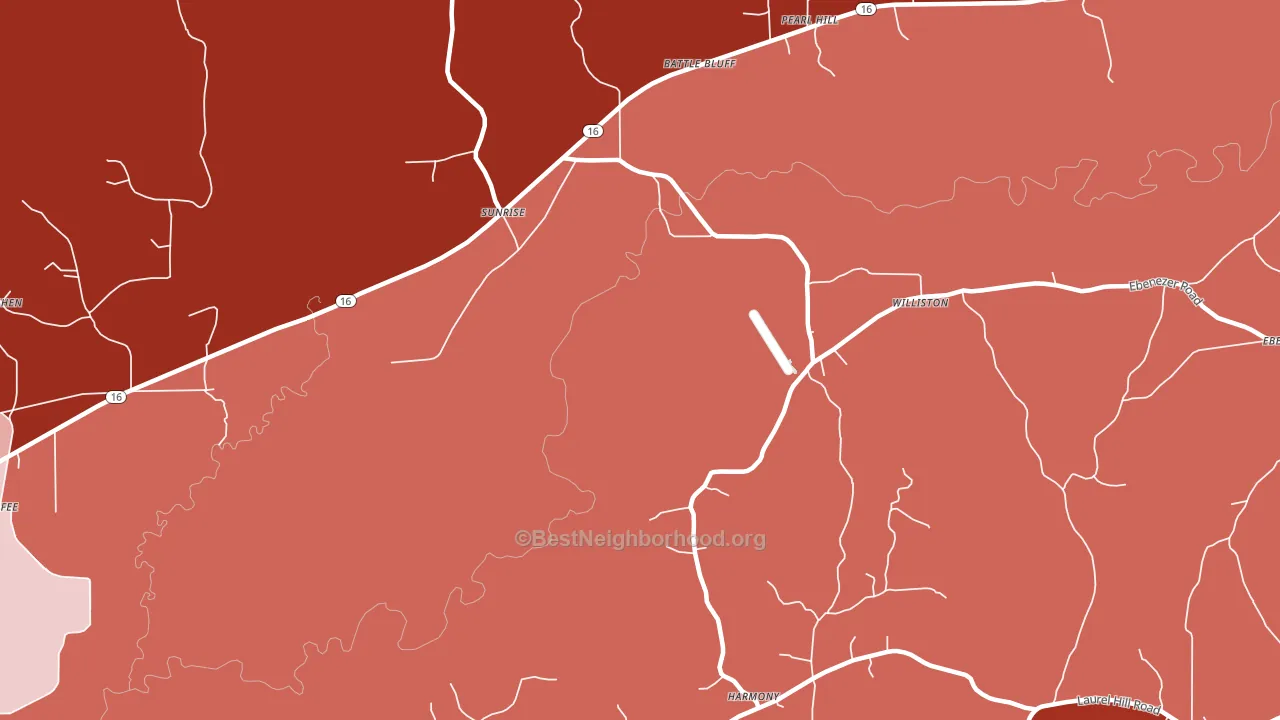 Sunrise, MS block-group political-lean map