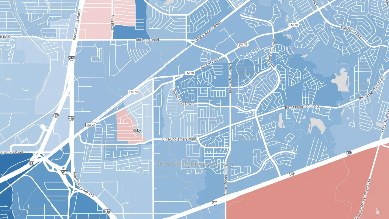 Sunrise, San Antonio, TX block-group political-lean map