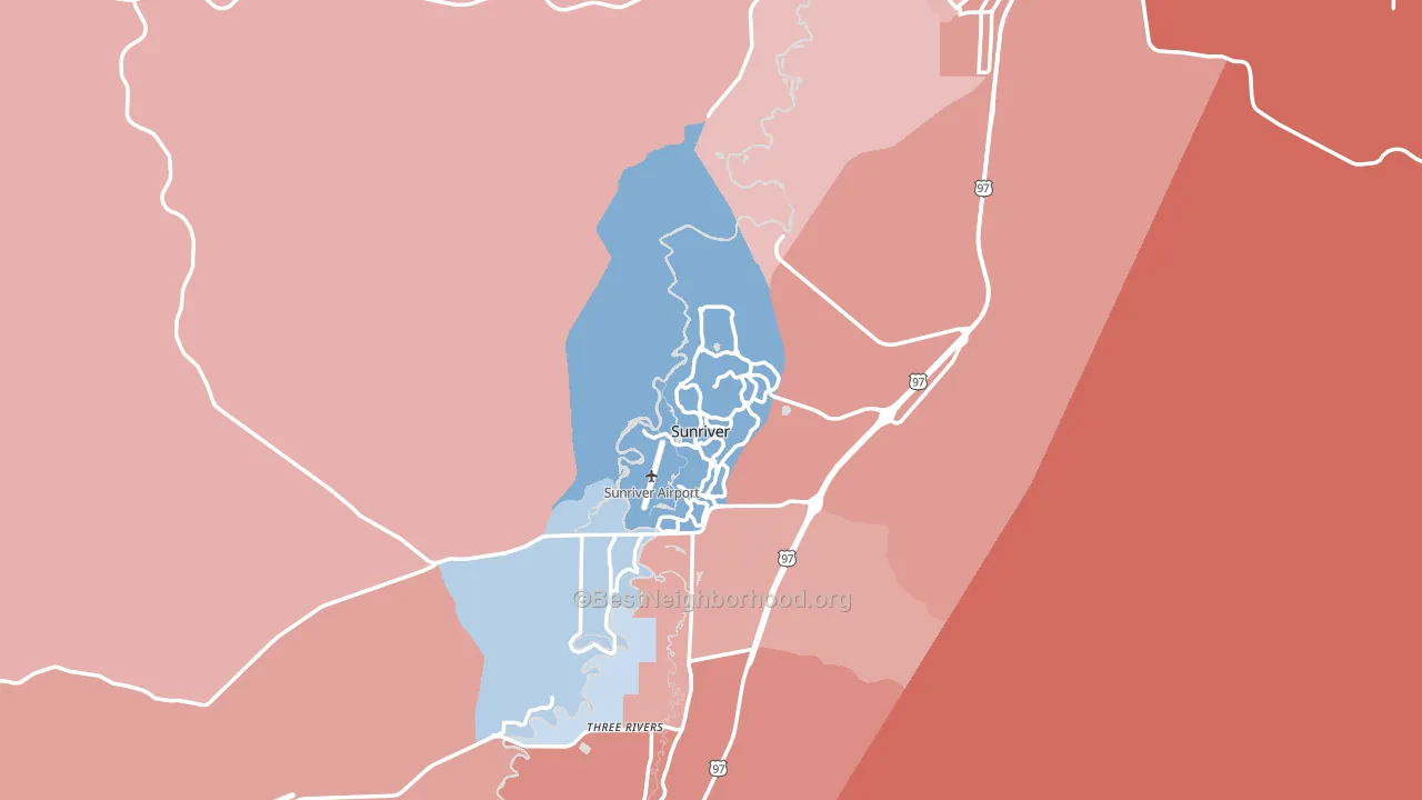 Sunriver, OR block-group political-lean map