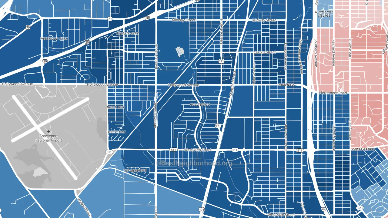 Sunset Arcre-Garden Valley-Morningside, Shreveport, LA block-group political-lean map