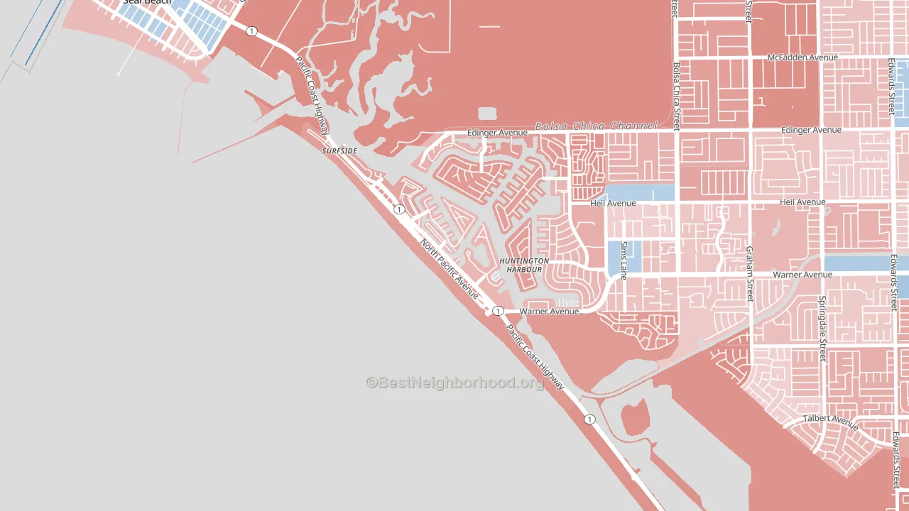 Sunset Beach, CA block-group political-lean map