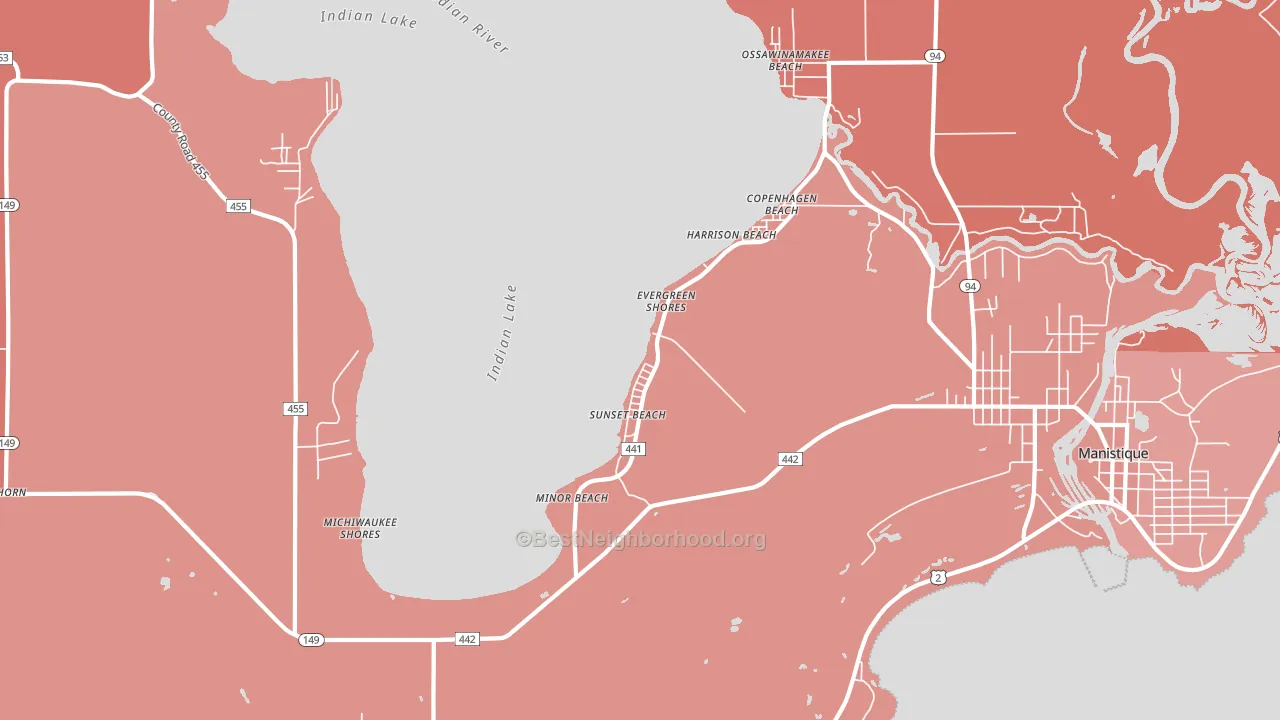 Sunset Beach, MI block-group political-lean map