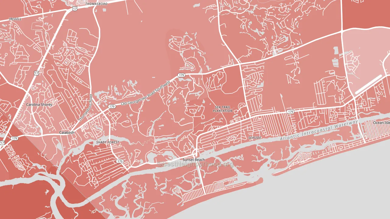 Sunset Beach, NC block-group political-lean map