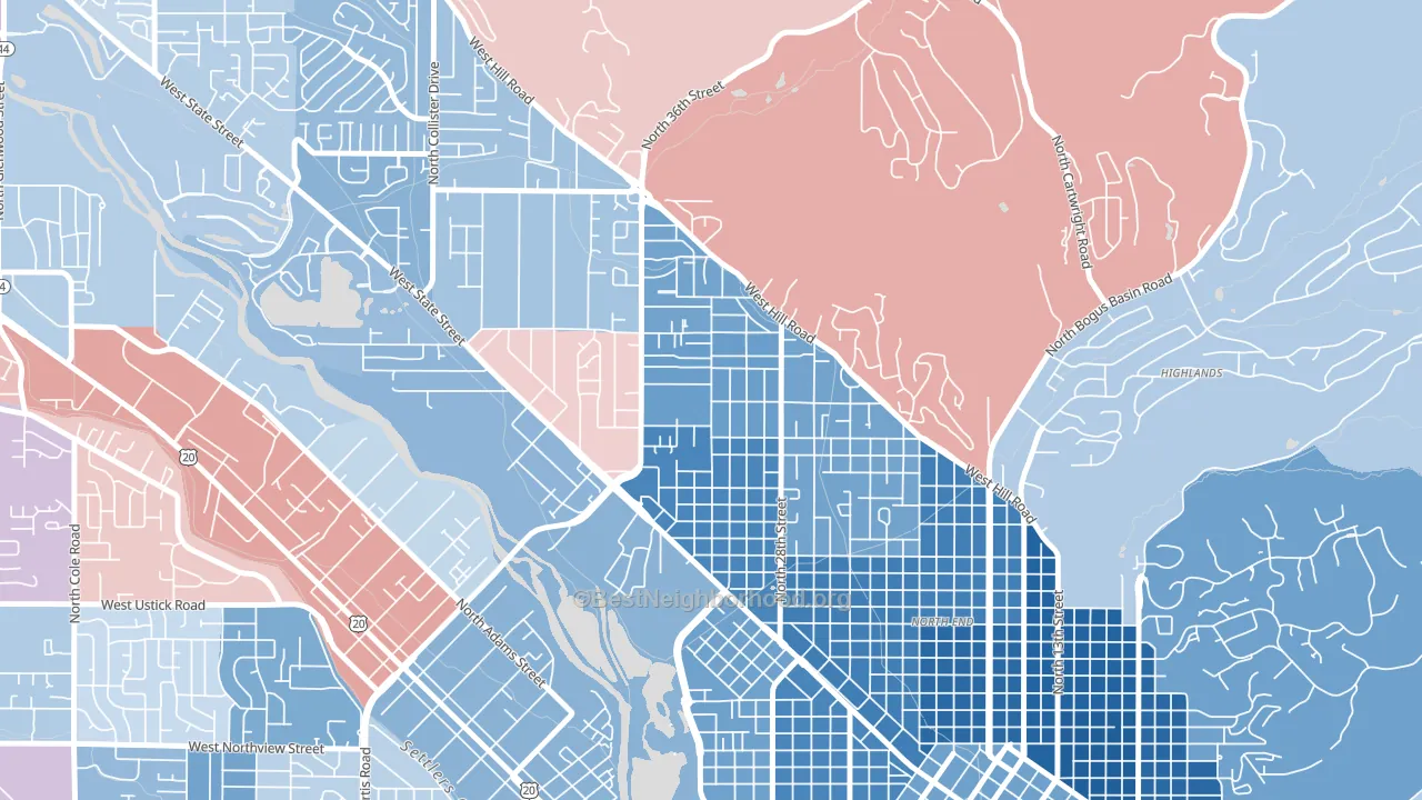 Sunset, Boise, ID block-group political-lean map