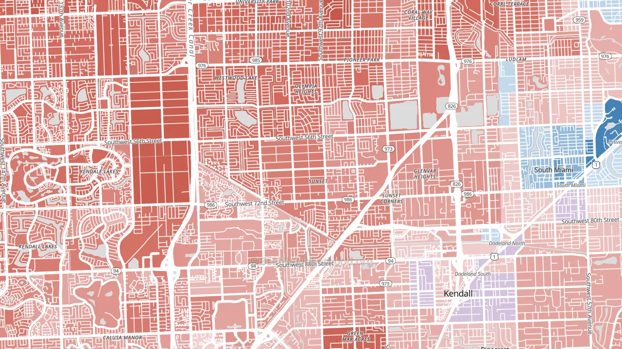 Sunset, FL block-group political-lean map