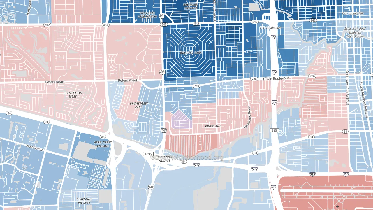 Sunset, Fort Lauderdale, FL block-group political-lean map