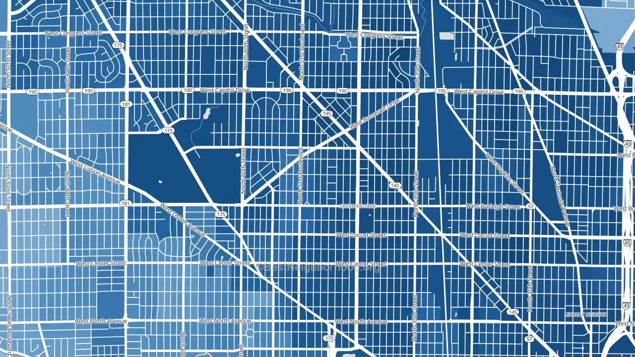 Sunset Heights, Milwaukee, WI block-group political-lean map