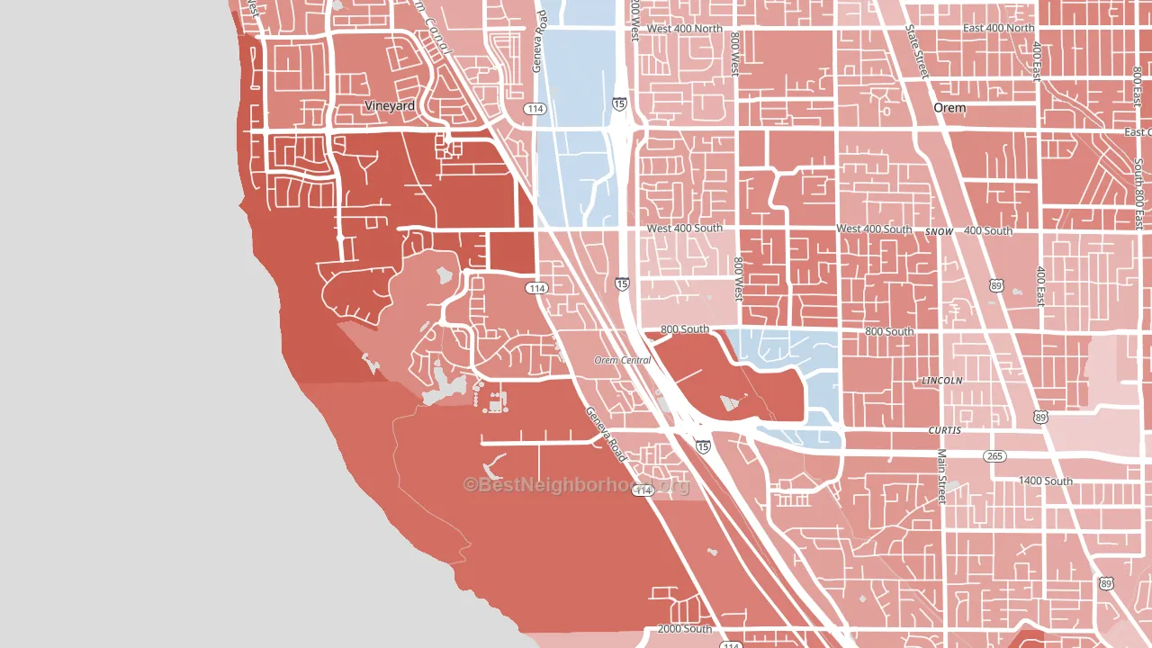 Sunset Heights, Orem, UT block-group political-lean map
