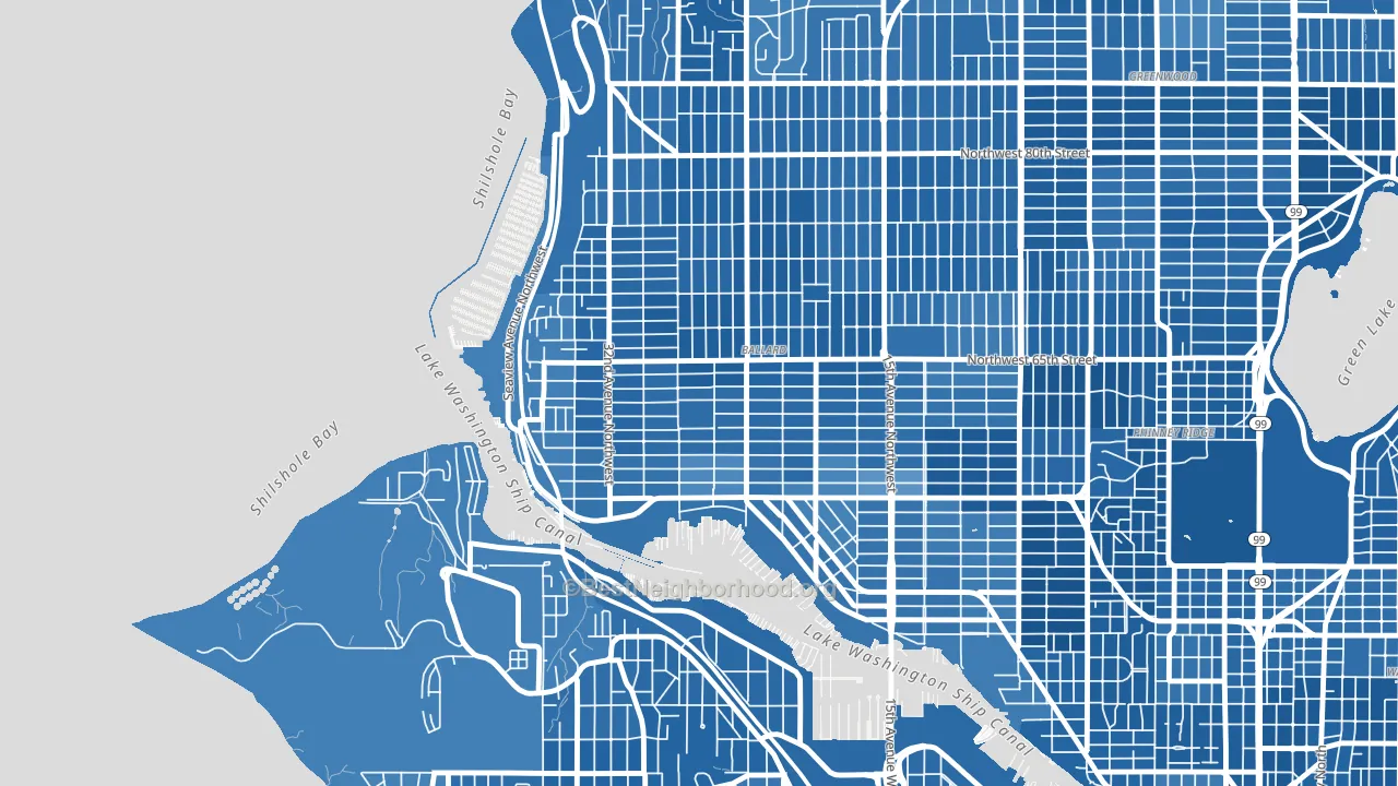Sunset Hill, Seattle, WA block-group political-lean map