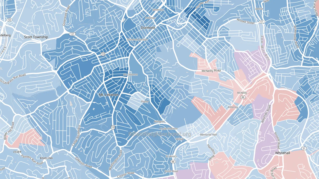 Sunset Hills, Pittsburgh, PA block-group political-lean map