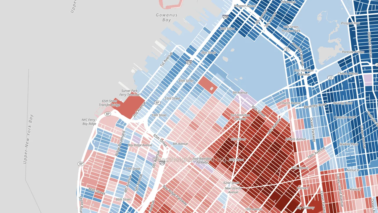 Sunset Park, Brooklyn, NY block-group political-lean map