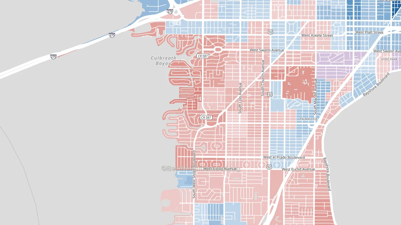 Sunset Park, Tampa, FL block-group political-lean map
