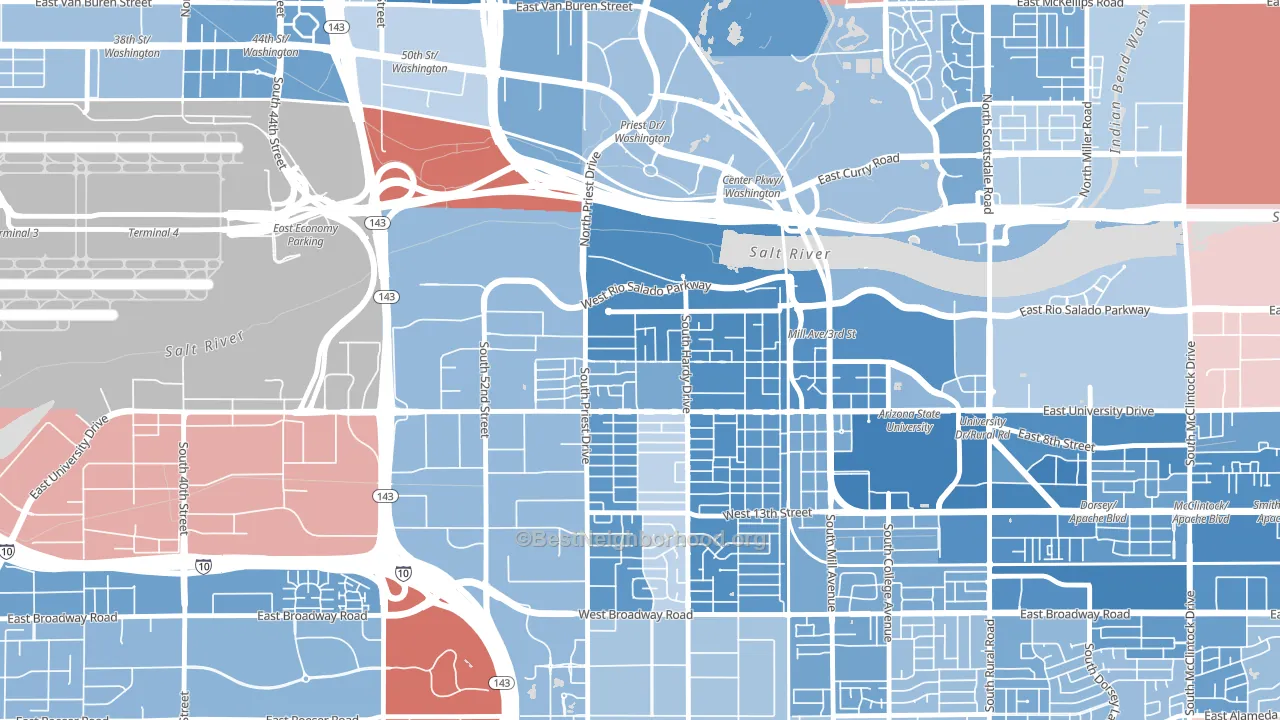 Sunset, Tempe, AZ block-group political-lean map