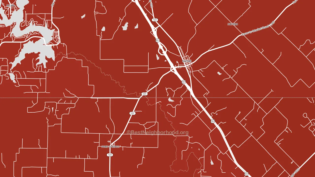 Sunset, TX block-group political-lean map