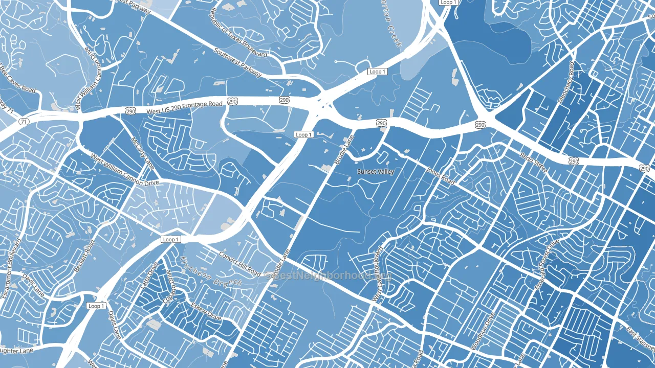 Sunset Valley, TX block-group political-lean map