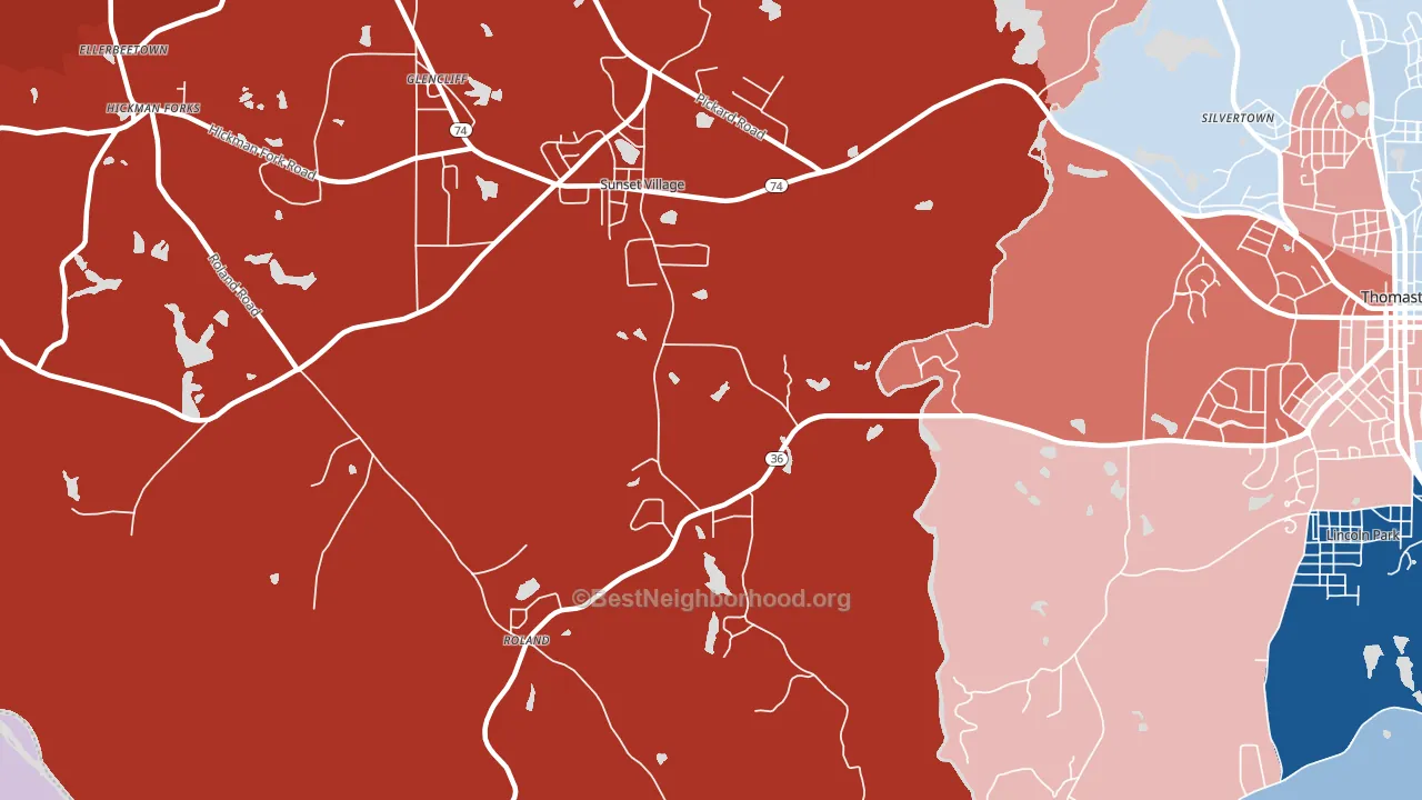 Sunset Village, GA block-group political-lean map