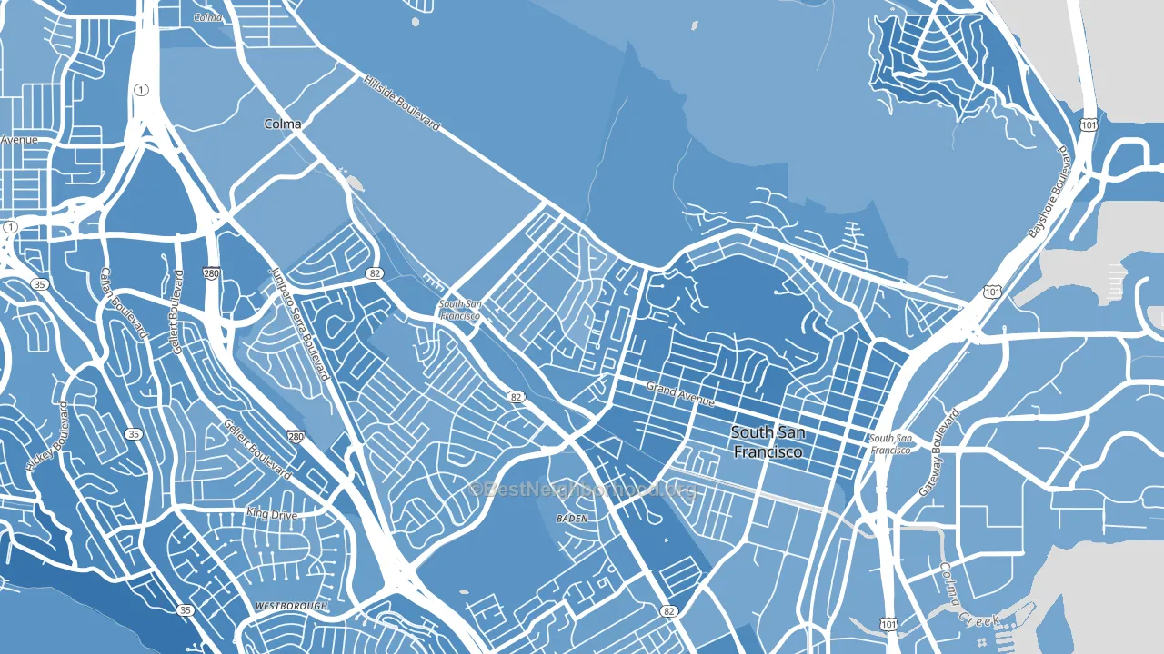 Sunshine Gardens, South San Francisco, CA block-group political-lean map