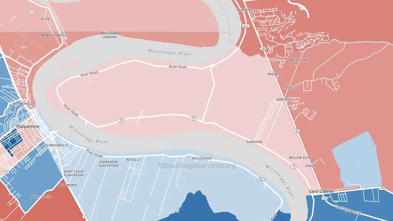 Sunshine, LA block-group political-lean map