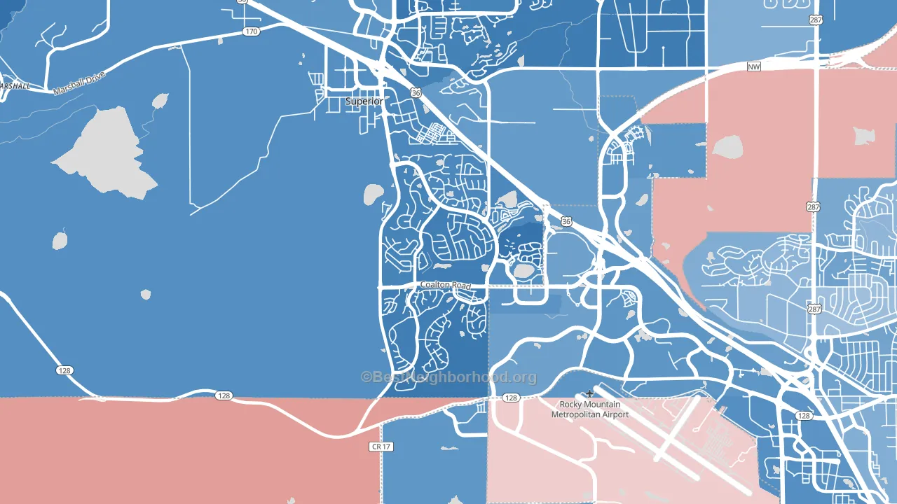 Superior, CO block-group political-lean map