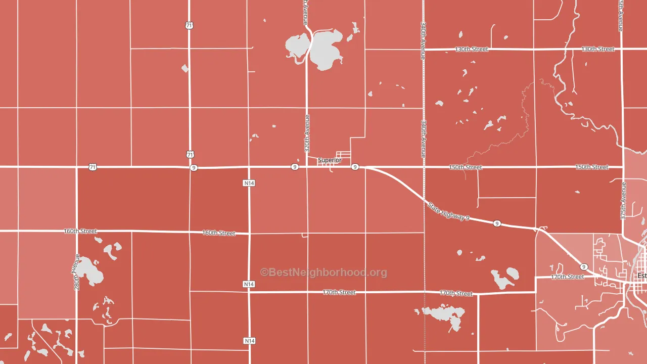 Superior, IA block-group political-lean map