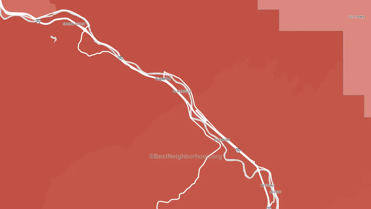 Superior, MT block-group political-lean map