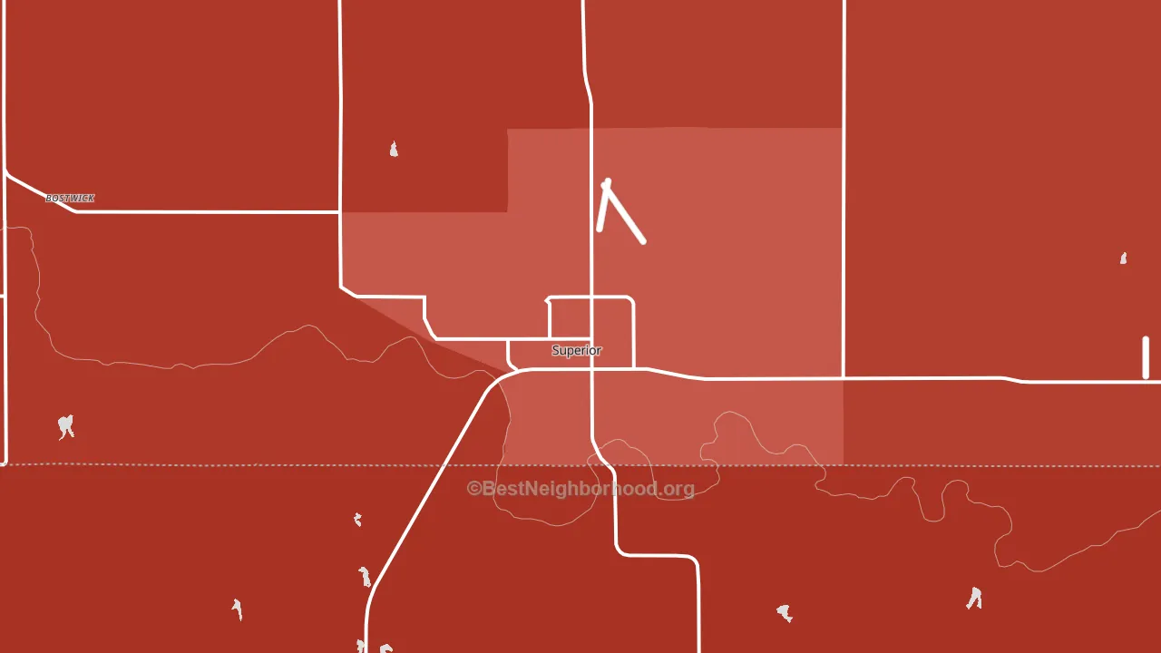 Superior, NE block-group political-lean map