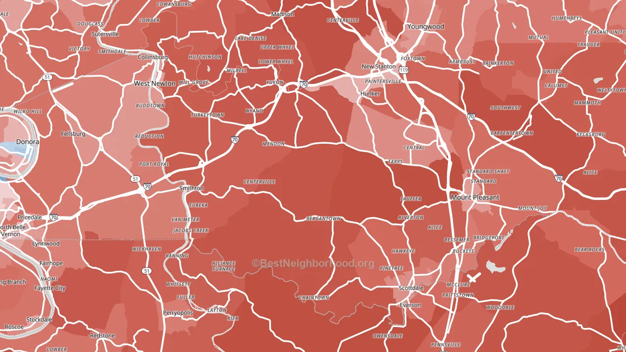 Superior, PA block-group political-lean map