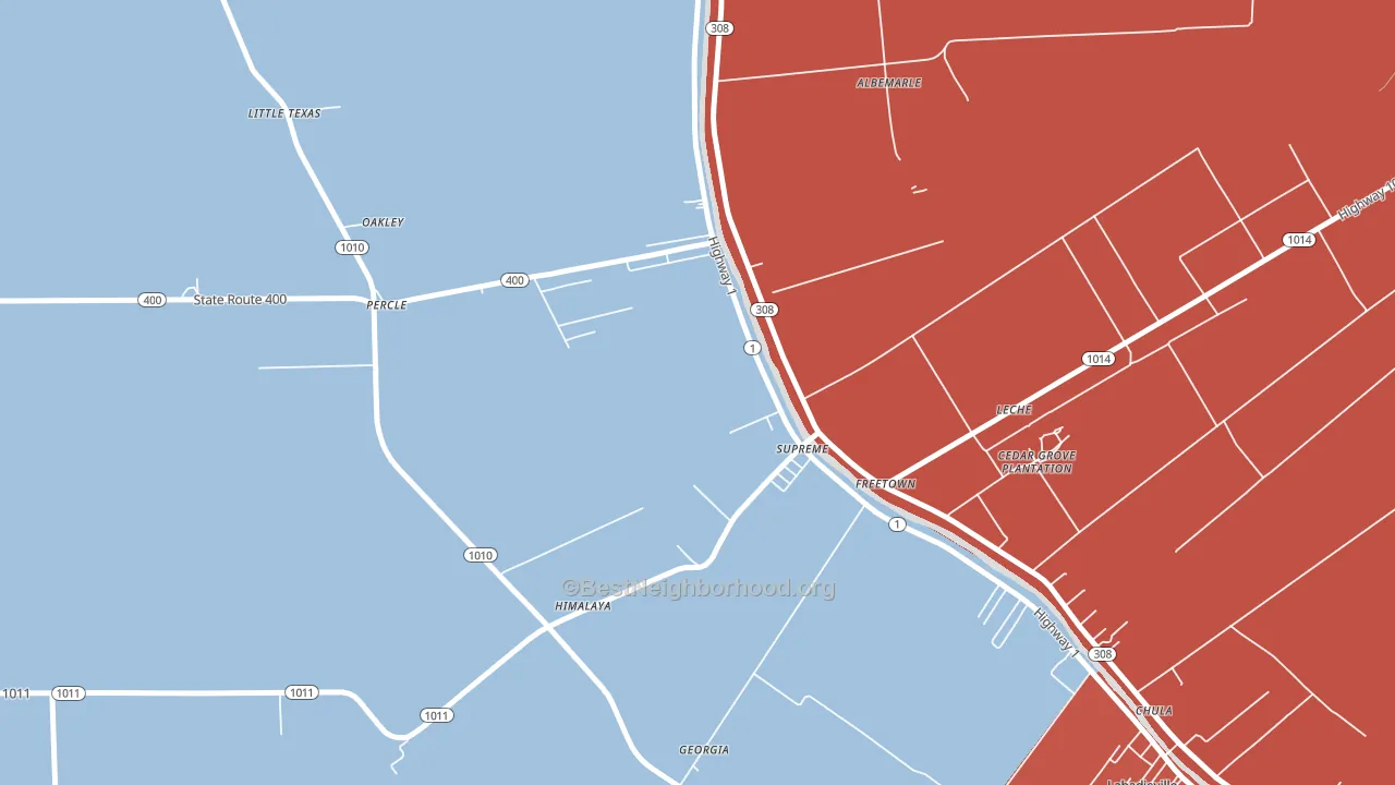 Supreme, LA block-group political-lean map