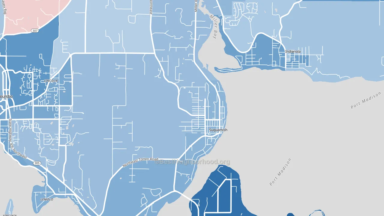 Suquamish, WA block-group political-lean map