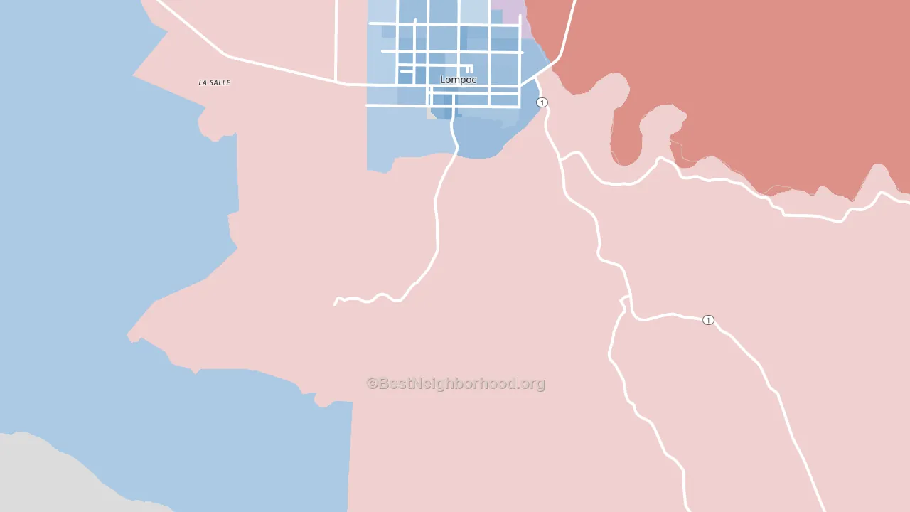 Surf, CA block-group political-lean map