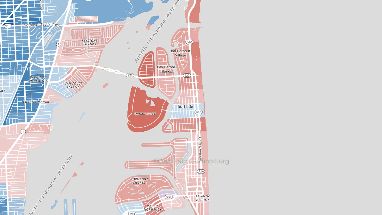 Surfside, FL block-group political-lean map