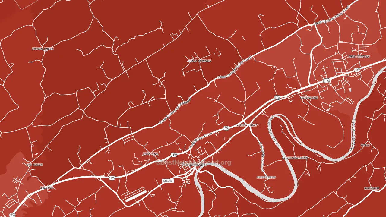 Surgoinsville, TN block-group political-lean map