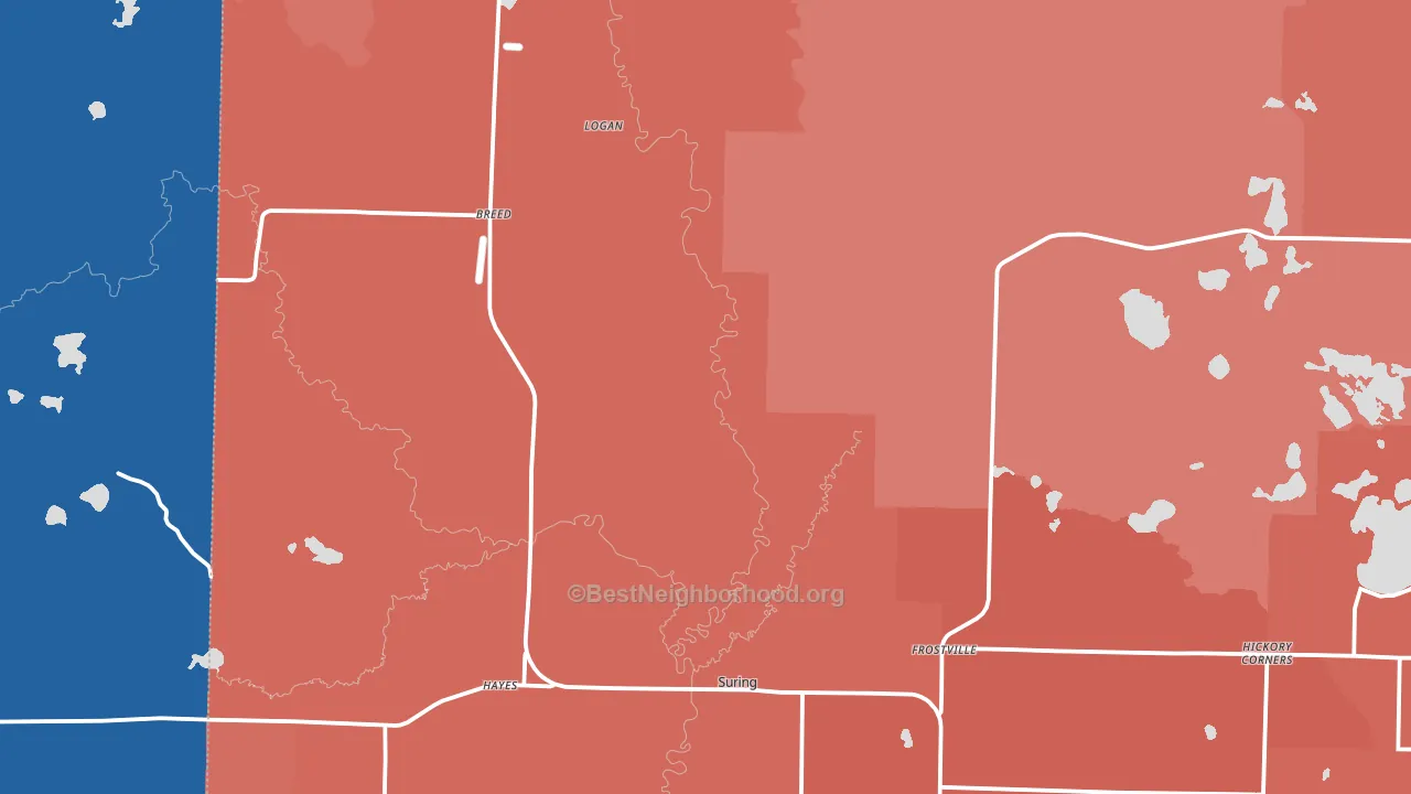 Suring, WI block-group political-lean map