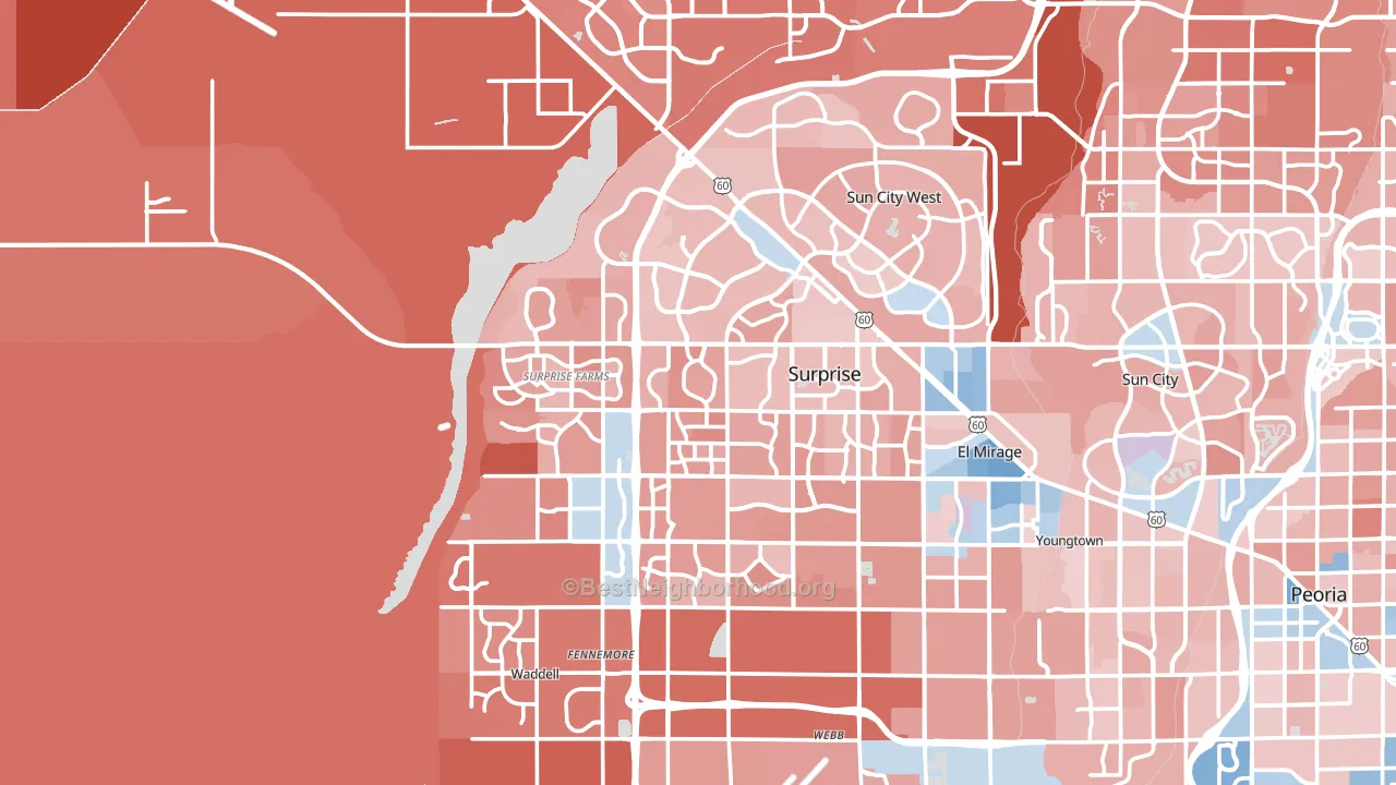Surprise, AZ block-group political-lean map