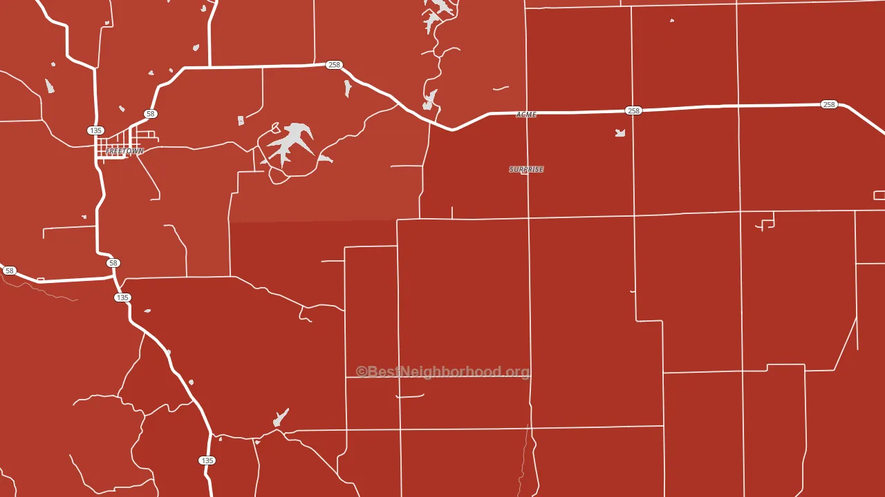 Surprise, IN block-group political-lean map